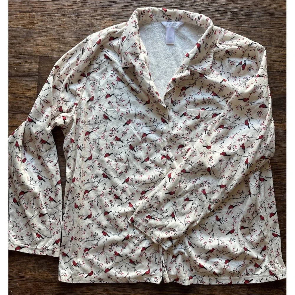 Women's Adonna Shirt Sleepwear Multicolor Cardinal 2XL Red Bird Elegant Classic